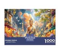 Buddha in Paris Impossible Hard Challenging 1000 Pc Jigsaw Puzzle - Buddha (lit Town Blooms) Recycled Paper for Home Wall Decor38x26cm/1000pcs