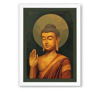 Buddha in Radiance Religious & Spiritual Framed Wall Art Print A1 (84.1×59.4cm) White, Wall Decor for Living Room, Bedroom, Office & Home, Ready to Hang, Art Gift