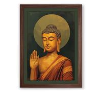 Buddha in Radiance Religious & Spiritual Framed Wall Art Print A3 (42×29.7cm) Walnut, Wall Decor for Living Room, Bedroom, Office & Home, Ready to Hang, Art Gift