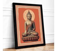 Buddha in Repose Japandi Framed Wall Art Print A1 (84.1×59.4cm) Black, Wall Decor for Living Room, Bedroom, Office & Home, Ready to Hang, Art Gift