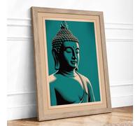 Buddha in Silhouette Modern Framed Wall Art Print A1 (84.1×59.4cm) Oak, Wall Decor for Living Room, Bedroom, Office & Home, Ready to Hang, Art Gift