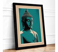 Buddha in Silhouette Modern Framed Wall Art Print A2 (59.4×42cm) Black, Wall Decor for Living Room, Bedroom, Office & Home, Ready to Hang, Art Gift