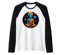 Buddha in Space Meditating Cosmic Spiritual Art Raglan Baseball Tee