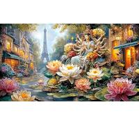 Buddha-in-Van-Gogh-style-lotus-pond Jigsaw Puzzle 1000 Pieces Recycled Paper Educational Games Great Gift Idea for Adults and Kids Age 12 Years Up Beautiful Decoration Puzzle 38x26/1000pcs