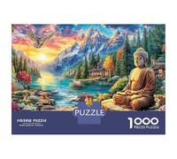 Buddha Landscape 1000pc Buddha Heavy-duty Cardboard Jigsaw Puzzle for Brain Teaser Lovers Team Building Leisure Entertainment Social Icebreaker Value for Money 38x26cm/1000pcs
