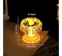 Buddha LED Lotus Lamp - Transparent Embossed Lotus Candle Light, Battery Operated Flameless Warm Glow Temple Offering Light for Meditation Home Altar Party Festival Decor (#1,6pcs)