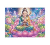 Buddha Lotus Flower 500 Piece Jigsaw Puzzle for Adults Happy Time Jigsaw Home Studio Decor Stress Relief Challenge Perfect Holiday Present Relaxation Tool 500 PCS