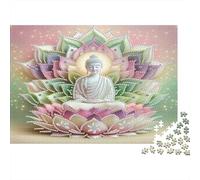 Buddha Lotus Glow Puzzle 1000Pc Recycled Paper for Adults Adult Jigsaws Impossible Challenging Family Game Fun Home Present Great Gift for Kids Age 12 Years Up 52x38cm/1000pcs