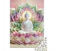 Buddha Lotus Glow1000 Piece Premium Cardboard Jigsaw Puzzle Adults Teens Brain Training Puzzle Fun Home Activity Stress Relief Gift 70x50cm/1000pcs