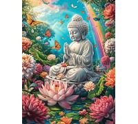 Buddha Meditating on A Lotus Flower 1000-piece Jigsaw Puzzle Bundle Wildlife Pet Family Puzzle Lovers Brain Training Mindful Activity Spring Creativity & Gift Giving 1000 PCS
