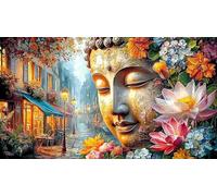 Buddha-meditating-on-lotus-under-pink-trees 1000 Piece Puzzle Recycled Paper Fun Present & Activity for Home Educational Game Decompression Puzzles for Adults Kids Great Gift Idea 70x50/1000pcs