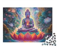 Buddha Meditation 1000 Pc Cardboard DIY Spiritual Art Style Jigsaw 12+, Challenging Family Game, Stress Relief, Vibrant Colours & Leisure Decor 38x26cm/1000pcs