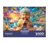 Buddha Meditation 1000 Pc Cardboard Jigsaw Puzzle Buddha Meditating on A Lotus Flower for All Ages Family Game Night Screen Free Entertainment 52x38cm/1000pcs