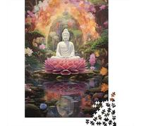 Buddha Meditation Lotus 1000 Piece Jigsaw Puzzle Bundle Thick Recycled Cardboard for Adult Family Home Decoration Wall Display Indoor Fun Brain Challenge 52x38cm/1000pcs