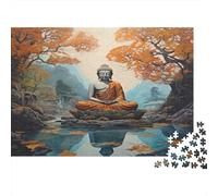 Buddha Meditation Scene Jigsaw Puzzles 1000 Pieces in Thick Cardboard Jigsaws with Mindfulness Puzzles for Brain Teasers for Adults As Birthday Gifts for Women/Men 70x50cm/1000pcs
