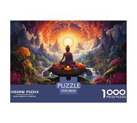 Buddha Meditation Scene Premium Cardboard Material Precise Interlocking Pieces, Ideal Brain Game for Relaxation, Stress Relief And Daily Leisure 38x26cm/1000pcs