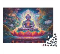 Buddha Meditation-spiritual Art Style Jigsaws 1000 Pieces for Adults on Thick Blue Board Jigsaws for Adults Buddha Fantasy As A Fun And Challenging Family Game for Collectible Art 70x50cm/1000pcs