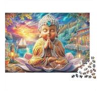 Buddha Meditation1000 Piece Recycled Cardboard Pray Buddha Jigsaw Puzzle Set Adult Enthusiasts Cognitive Development Creative Wall Decor Gift Idea 38x26cm/1000pcs