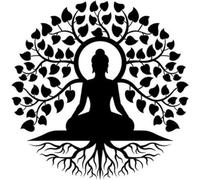 Buddha Metal Wall Art - Tree of Life Mandala Meditation Yoga Altar Decor - Indoor Zen Home/Outdoor Garden Hanging Sign