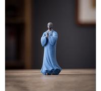 Buddha Monk Statue - Ceramic Little Zen Monk Figure for Bonsai, Rockery, Fish Tank Landscape Decor