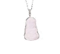 Buddha Necklace Rose Gold Jade Buddha Pendant with 14K Gold Plated Chain Cubic Zirconia Buddha Necklaces Amulet Jewelry Lucky Jewelry for Men and Women, Sterling Silver, Cubic Zirconia