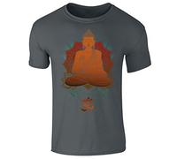 Buddha Om Buddhist Mandala Spiritual Buddhism Mens T-Shirt Charcoal Grey (L)