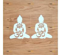 Buddha Om Symbol Lotus Sticker Decal Vinyl Yoga Hindu Hinduism Buddhism Aum - 2 Pack White 15.2cm - for Car Boat Laptop Cup No Background Die-Cut