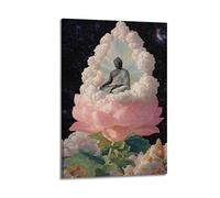Buddha on Giant Lotus Wall Art, Divine Decor, Home Poster Artistic Wall Mural Modern Hanging Decor Poster20x30inch(50x75cm)