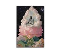 Buddha on Giant Lotus Wall Art, Divine Decor, Home Poster Artistic Wall Mural Modern Hanging Decor Poster24x36inch(60x90cm)