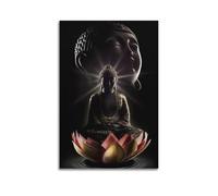 Buddha On Lotus With Radiant Light Wall Art, Divine Decor For Home And Meditation Space Artistic Wall Mural Modern Hanging Decor Poster16x24inch(40x60cm)