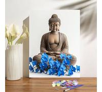 Buddha Paint by Numbers for Adults with Frame,Orchid Paint by Number Kits for Children, DIY Painting by Numbers Craft Art Canvas Oil Painting Kit, Gifts for Women,Home Wall Decor Gifts 80x100cm M-830