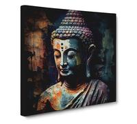 Buddha Post-Impressionism Canvas Wall Art Print Ready to Hang, Framed Picture for Living Room Bedroom Home Office Décor, 50x50 cm (20x20 Inch)