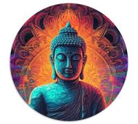 Buddha Psychadelic Mandala Jigsaw Puzzles for Adults 1000 Piece 1000Pc Adults Round Jigsaw Puzzle High-Difficulty Brain Teaser for Teenagers (Size 67.5x67.5cm)
