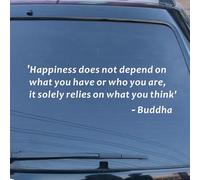Buddha Quote Sticker Decal Vinyl Happiness Does Not Depend On What You - White 20.3cm - for Car Boat Laptop Cup No Background Die-Cut