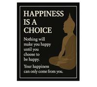 Buddha Quote Wall Art 8x10 - Happiness Is a Choice Minimalist Zen Poster for Meditation, Yoga, Office - Motivational Wall Decor for Calm, Inspirational Quotes Mental Wellness - Unframed Print