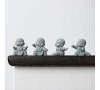 Buddha Sandstone Statues, 4 PCS Cute Kung Fu Zen Monk Praying Statue Sculptures Ornament for Wealth Good Luck Feng Shui Decor Home Office Car Decoration