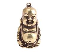 Buddha Sculpture,1pcs Mini Brass Laughing Buddha Statue, Retro Brass Casting And Old Smiling Maitreya Buddha Key Rings Car Pendant, Home Decor Buddha Craft