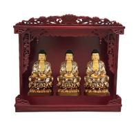 Buddha Shrine Altar Table - Wall-Mounted Temple for Meditation with Three Saints, God of Wealth, Guan Gong, Guanyin - Chinese Fengshui Statue Display Cabinet