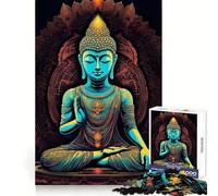 Buddha Shrine Mandala Jigsaw for Adults1000 Pieces Cognitive Skill Soothing Downtime Solid Lock Ideal Xmas Gift (38x52cm)