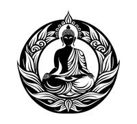 Buddha Silhouette Buddha Purnima Vinyl Wall Stickers 42x42cm Self Adhesive Black