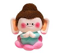 Buddha - Soft Cotton Collection Cushion | 11.81 Inch Meditating Plush with Serene Expression, Whimsical Zen Decor for Conscious Bedroom Display, Spiral Corner