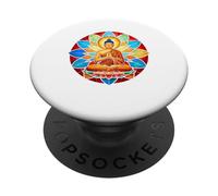 Buddha Stained Glass Lotus Mandala Art Spiritual Buddhist PopSockets Adhesive PopGrip
