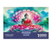 Buddha-Statue 1000 Pc Puzzle Game for Men Women - Meditating Buddha Giant Lotus Clouds Peaceful The Whole Family Activity Educational Game Challenge52x38cm/1000pcs