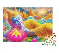 Buddha-Statue 1000 Piece Gift Giving Puzzle for Adults Reclining Buddha Holding Lotus in Garden Premium Thick Sturdy Vibrant Challenging Hard Stress Relief 70x50cm/1000pcs