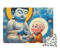 Buddha-Statue 1000 Piece Jigsaw Puzzle for Adults Buddha Teaching Cute Baby Monk Disciple Premium Thick Sturdy Vibrant Challenging Hard Stress Relief Gift 52x38cm/1000pcs