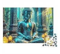 Buddha-Statue 1000 Piece Men Women Adults Puzzle Buddha Statue in Ancient Temple Ruins Premium Thick Sturdy Vibrant Challenging Stress Relief 38x26cm/1000pcs