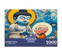 Buddha-Statue 1000 Pieces Challenging Game Toys Gift -Buddha Little Monk Teaching Peaceful for Home Wall Decoration Puzzle for Adults Kids38x26cm/1000pcs