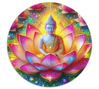 Buddha-Statue 1000 Pieces Jigsaws Stress Reliever Difficult Challenge for Adults & Kids Puzzle Creative Round Jigsaw Puzzles Home Decor Gifts (67.5x67.5cm)