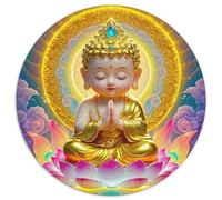 Buddha-Statue 1000 Pieces Jigsaws Stress Reliever Difficult Challenge for Adults & Kids Unique Challenge Game Circular Puzzle Home Decor Gifts (67.5x67.5cm)