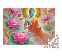 Buddha-Statue 1000 Pieces Puzzles Colorful Buddha Lotus Home Decoration Decompression Jigsaw for Men And Women Challenging Puzzles Jigsaw Puzzles for Adults 70x50cm/1000pcs